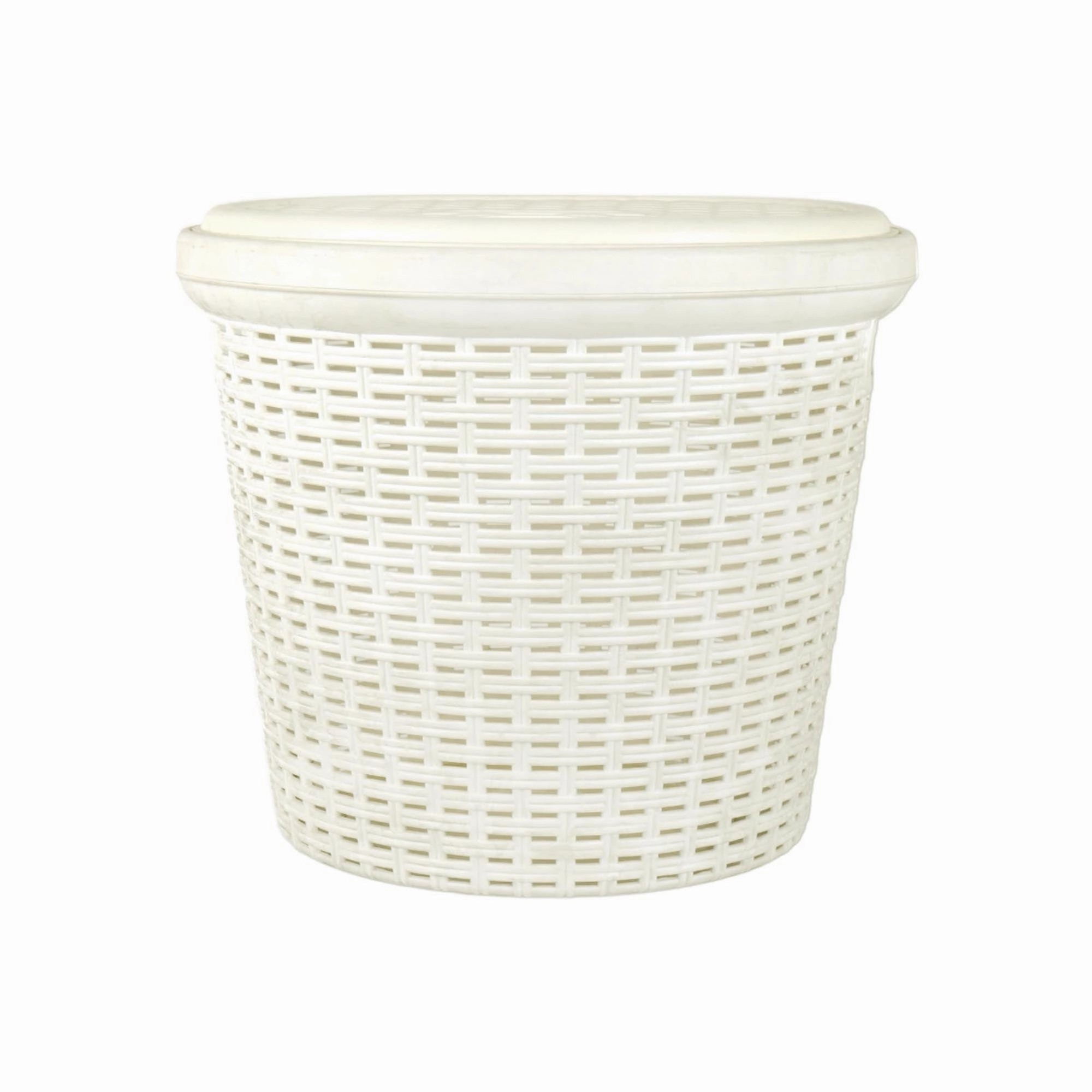 Laundry Slotted Linen BinBasket Round Cream 429