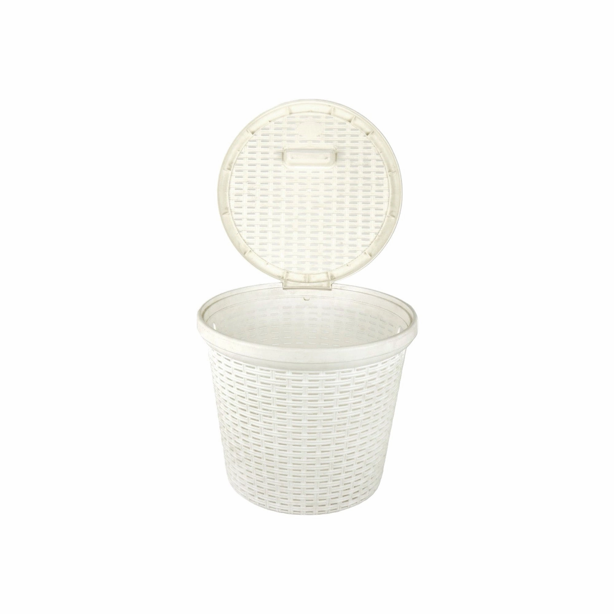 Laundry Slotted Linen BinBasket Round Cream 429