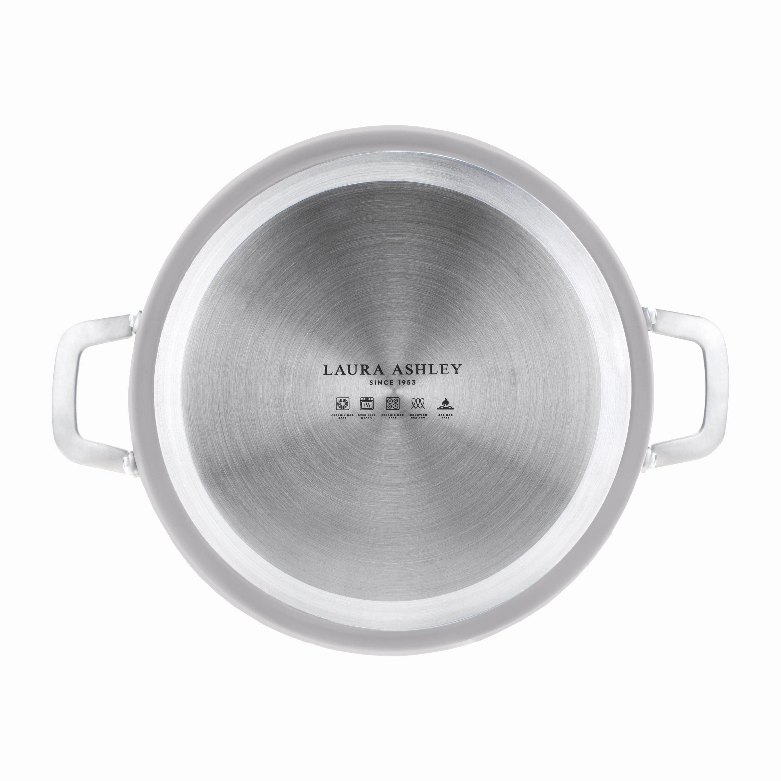 Laura Ashley Casserole Pot with Glass Lid 28cm In Dove Grey