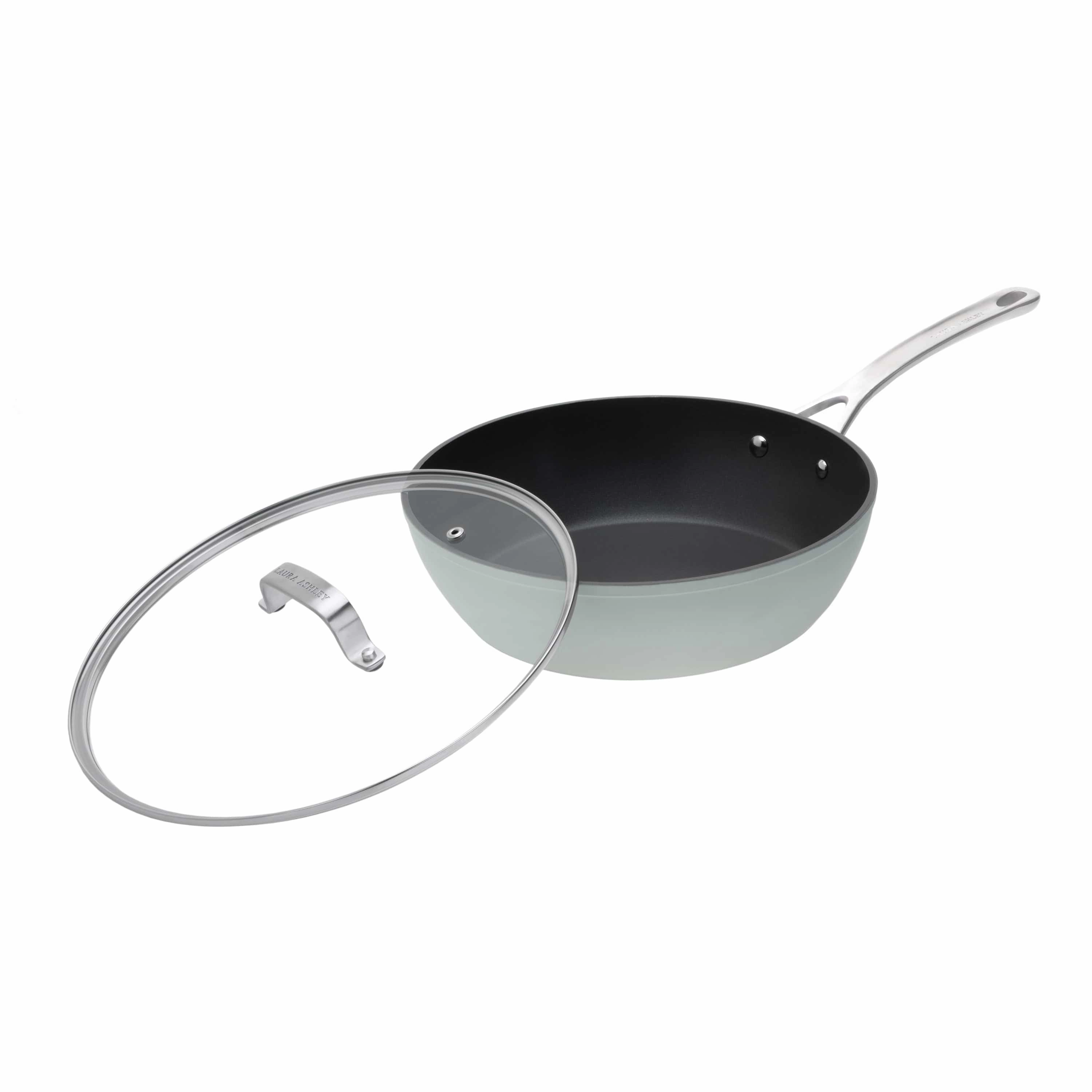 Laura Ashley Deep Frying Saut Pan With Glass Lid 28cm In Dove Grey