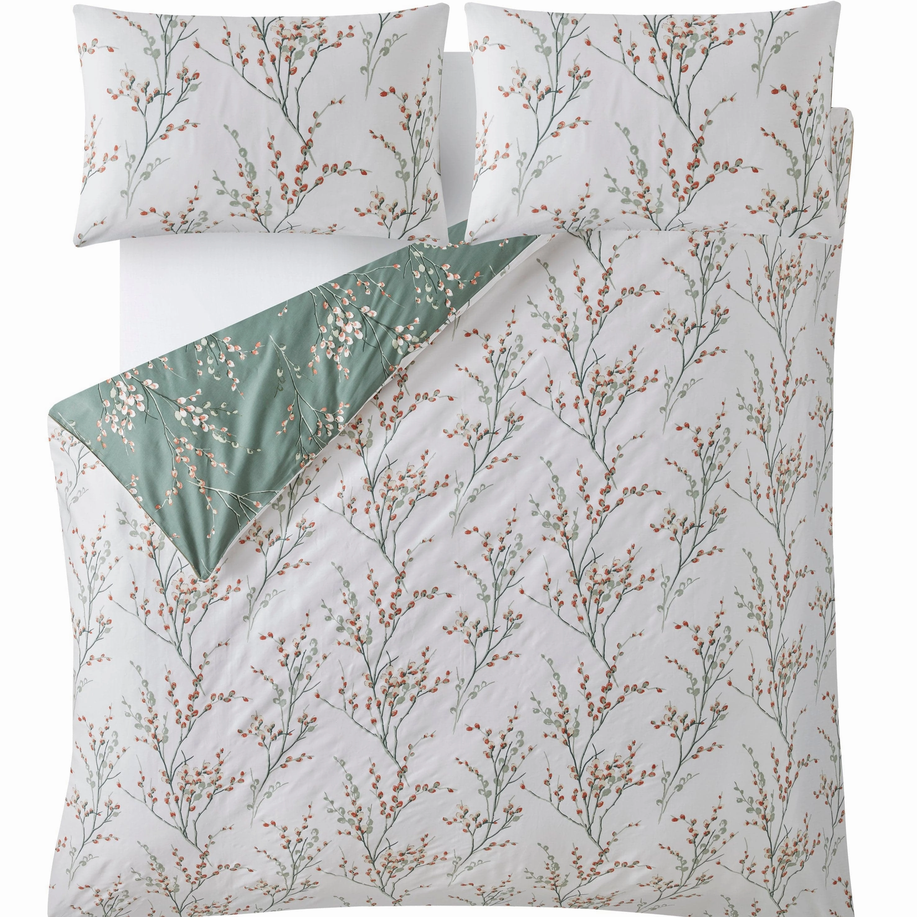 Laura Ashley Pussy Willow Double Duvet Set In Fern Green
