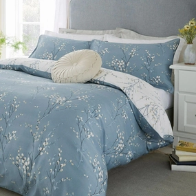 Laura Ashley Pussy Willow Duvet Cover and Pillowcase Set Seaspray Bedding,luxury bedding sets