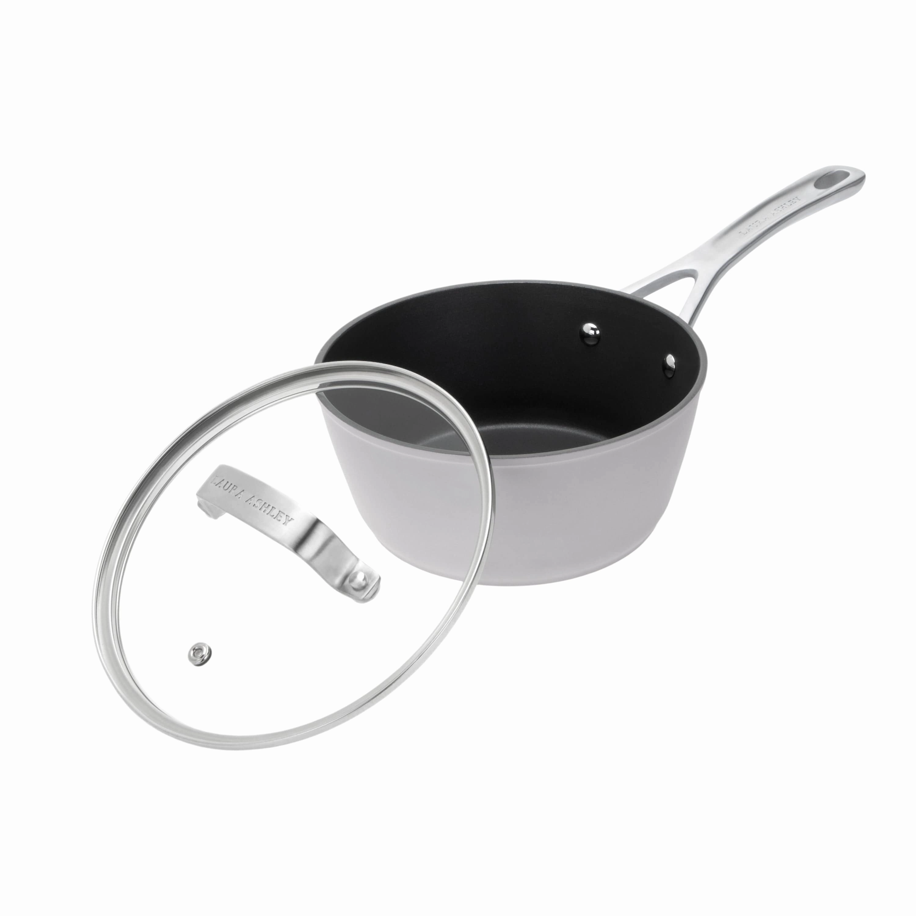 Laura Ashley Saucepan With Glass Lid 20cm In Dove Grey
