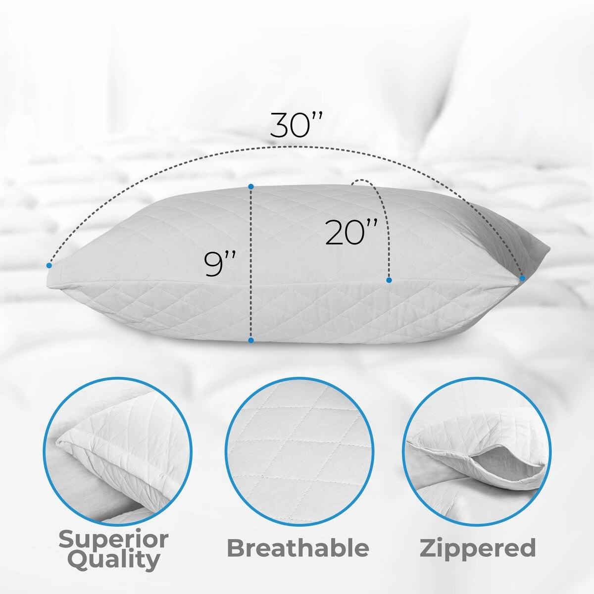 Laura Benasse Queen Size Diamond Elegant Bed Pillows for Side, Back and Stomach Sleepers (Set of 10) - N/A