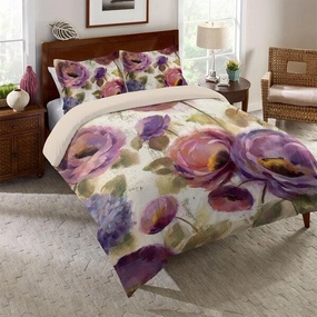 Laural Home Blue and Purple Florals Standard Comforter Sham pillowcases,cotton pillow covers,bed linen
