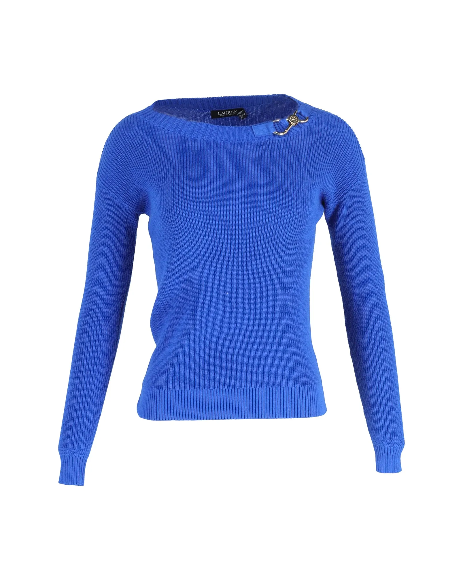 Lauren Ralph Lauren Yaminah Long Sleeve Knit Jumper in Blue Cotton