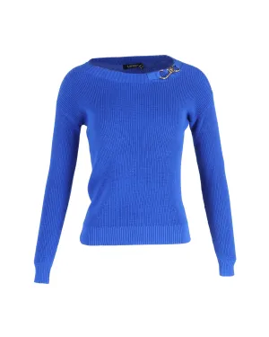 Lauren Ralph Lauren Yaminah Long Sleeve Knit Jumper in Blue Cotton