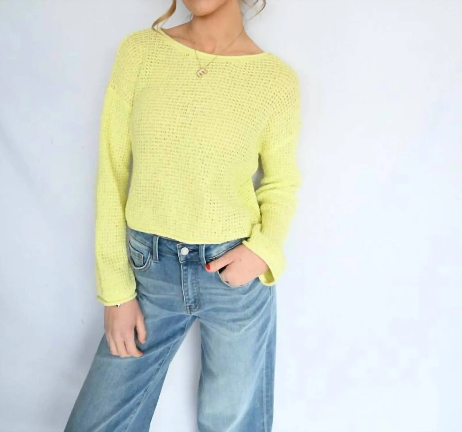 Laurien Pullover Knit Top In Citrus Lime