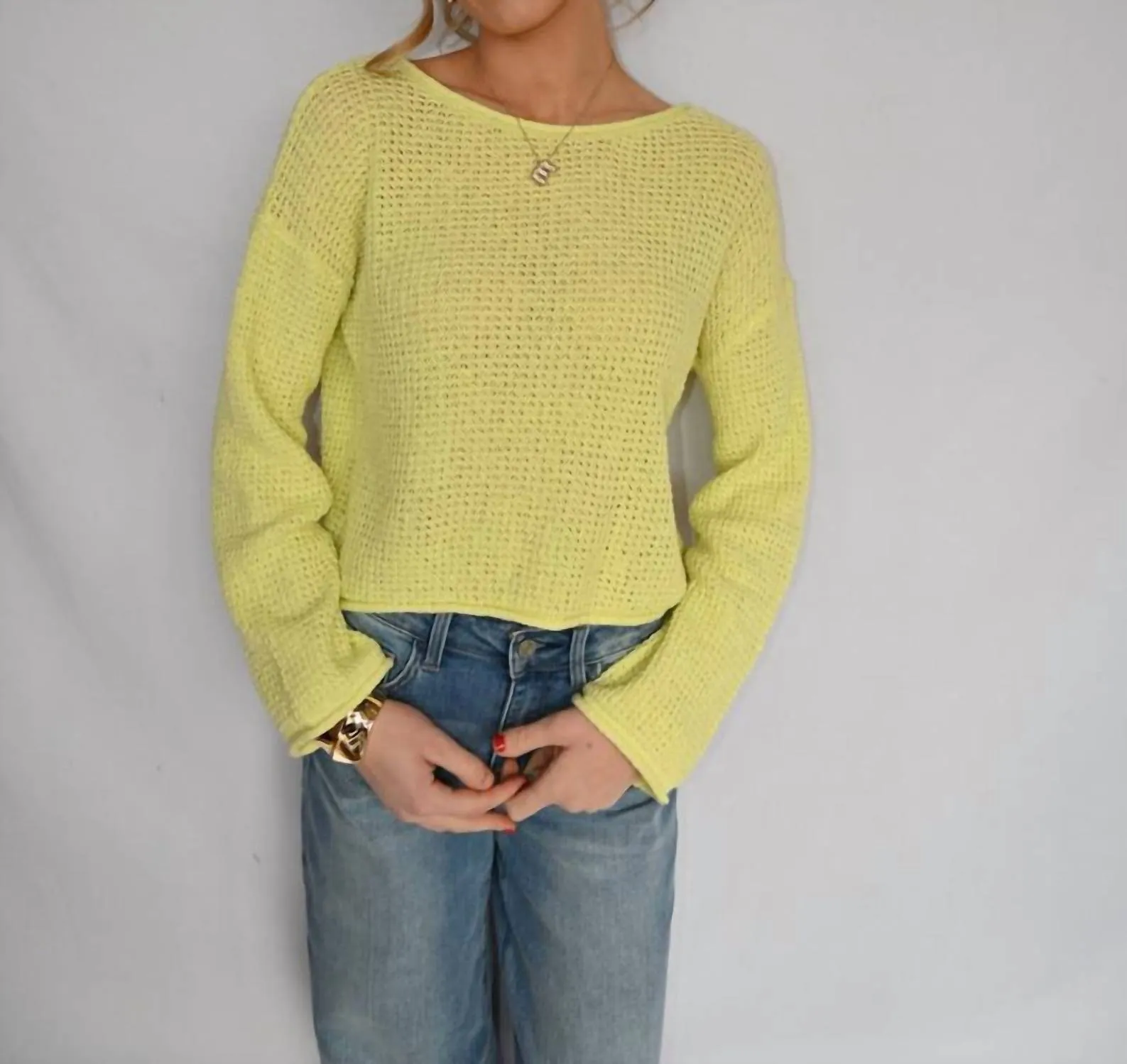 Laurien Pullover Knit Top In Citrus Lime