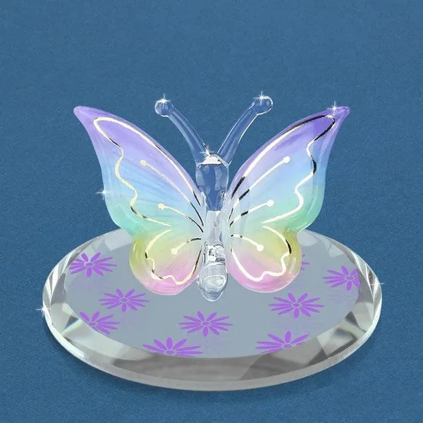 Lavender Rainbow Butterfly Glass Figurine Decorative Mirror,Home Decor Mirror