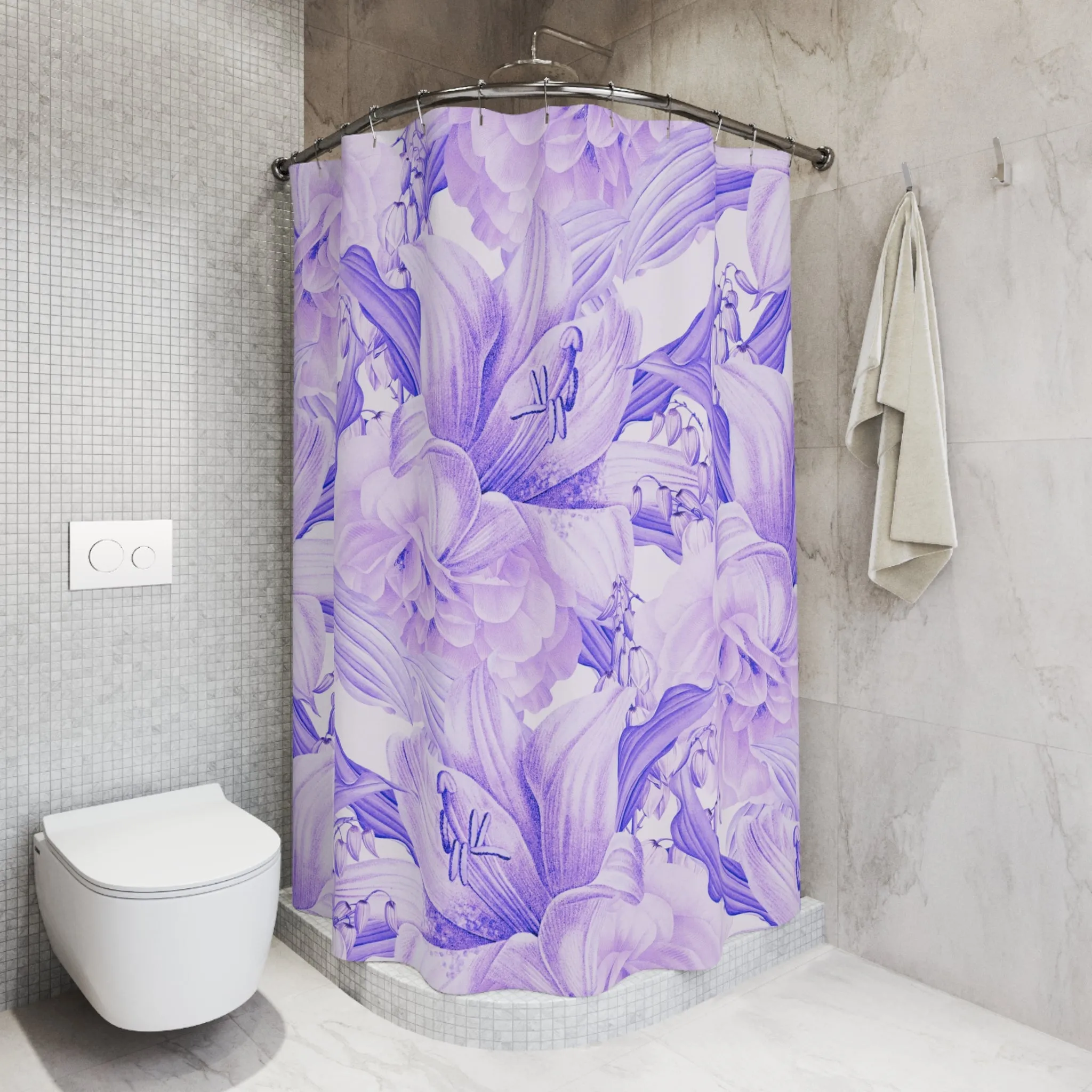 Lavender Shower Curtain | Purple White Floral
