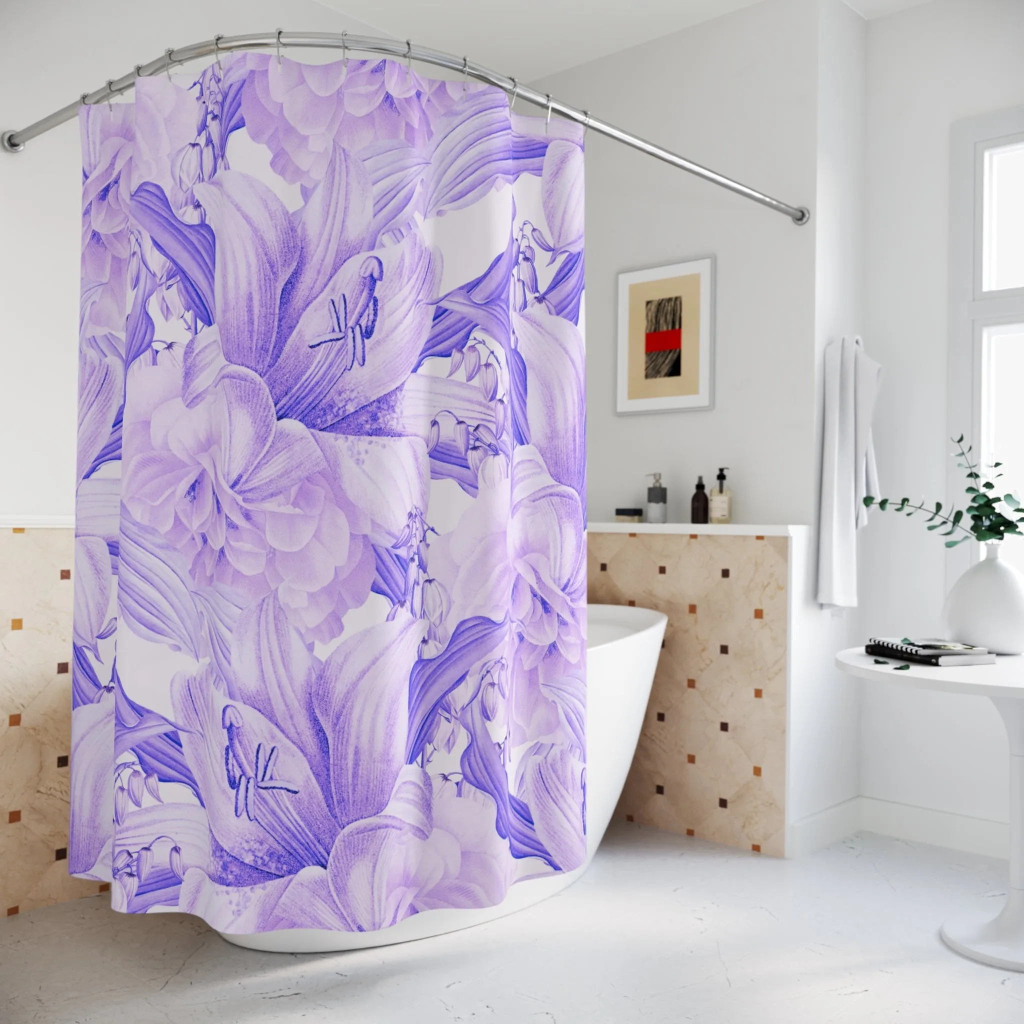 Lavender Shower Curtain | Purple White Floral