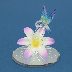 Lavender Tiger Lily with Hummingbird Glass Figurine Decorative Mirror,Home Decor Mirror
