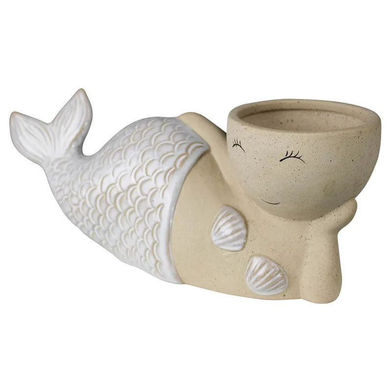 Laying Mermaid Cachepot, Ceramic