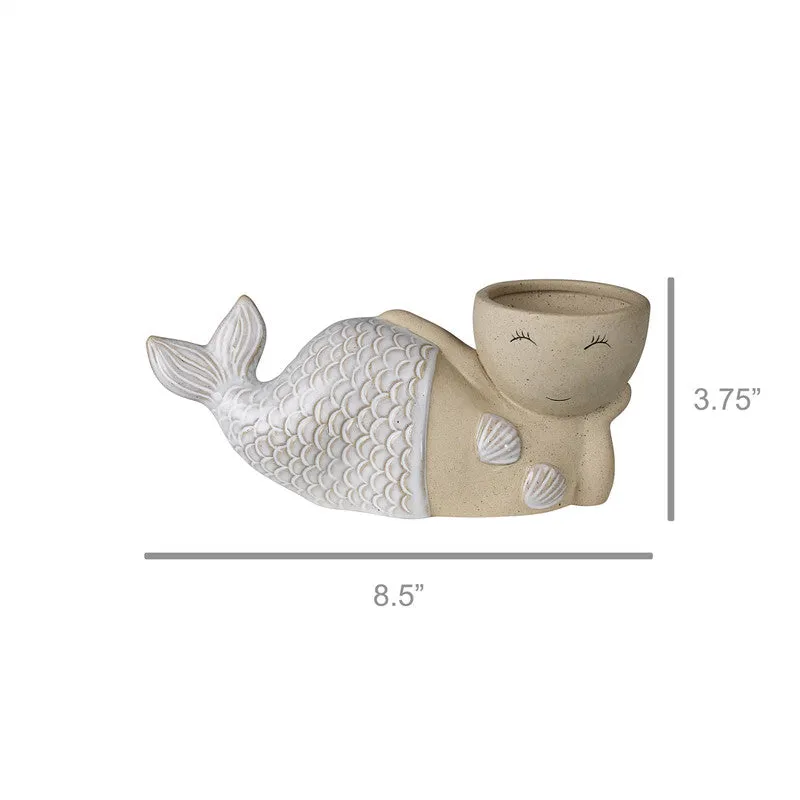 Laying Mermaid Cachepot, Ceramic