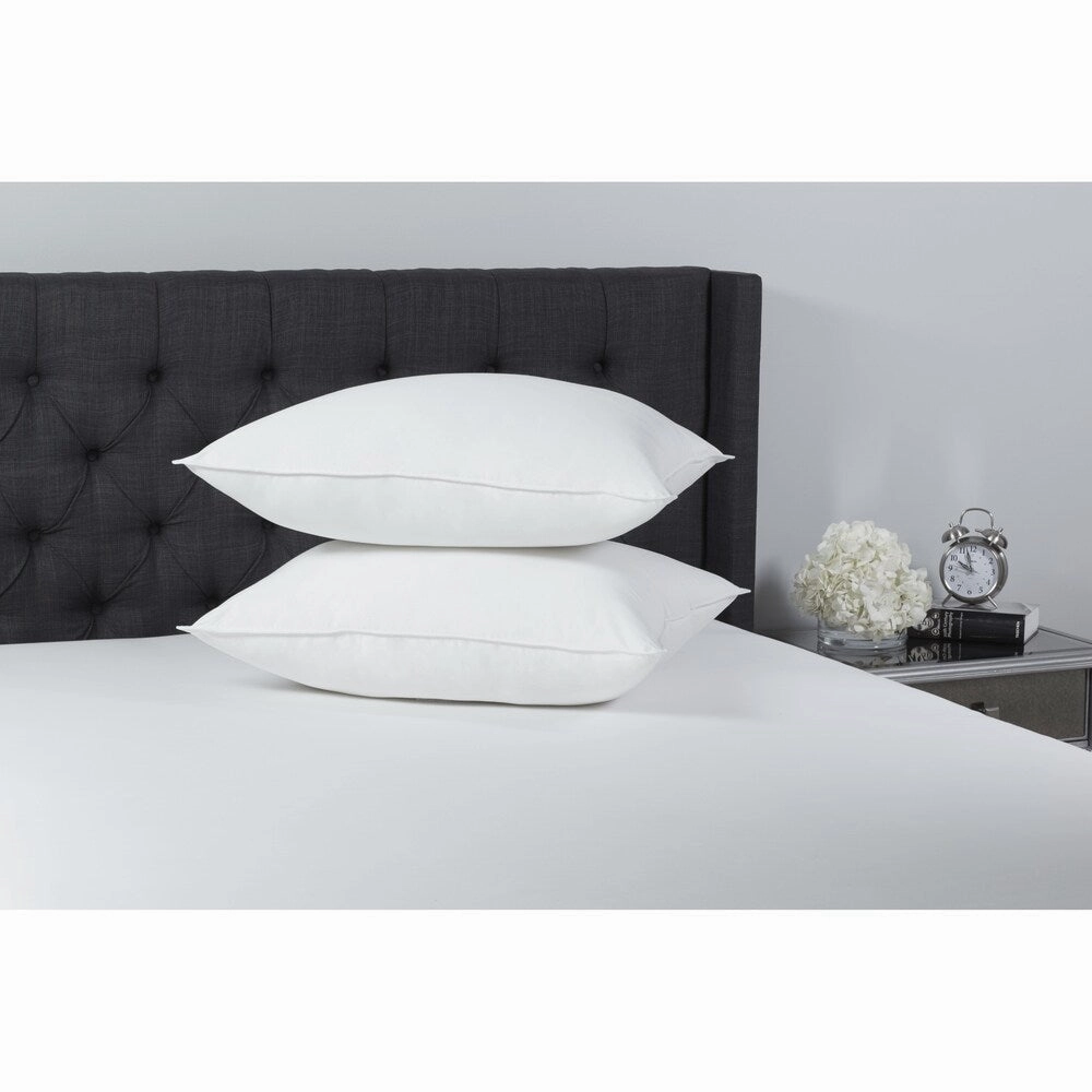 LC Classics 300 Thread Count Cotton Breathe Clean & Clear Memory Fiber Pillows, Set of 2 - White