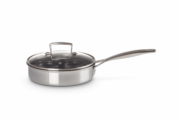Le Creuset 3-ply Stainless Steel Uncoated Saut Pan with Poaching Insert
