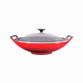 Le Creuset Cast Iron Wok With Glass Lid 36cm In Cerise Kitchen,modern kitchen essentials