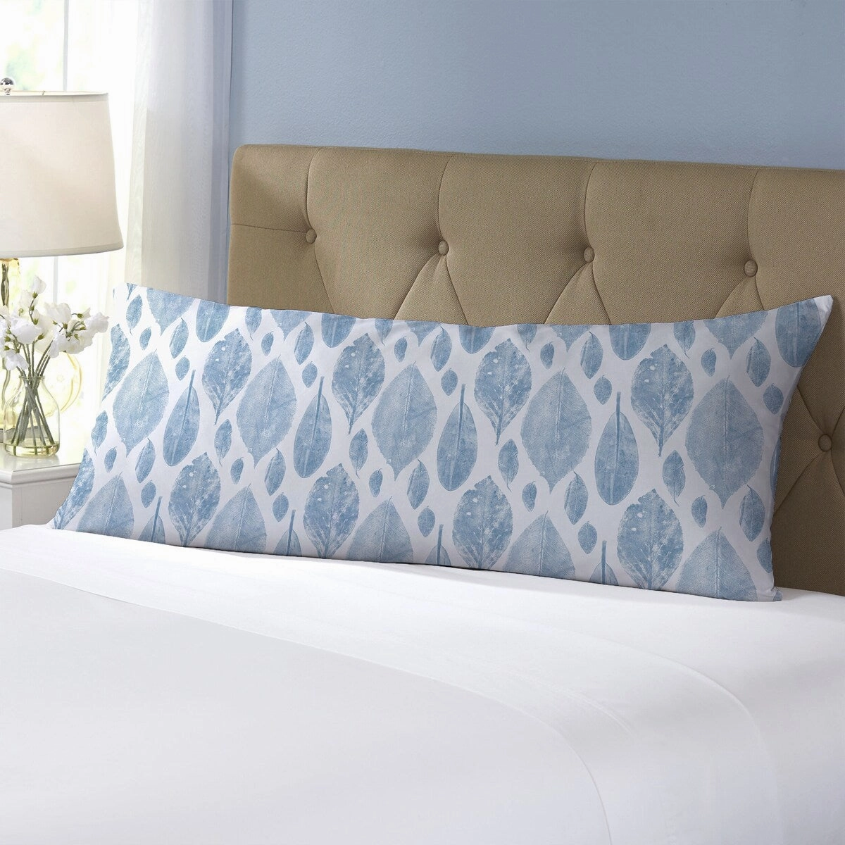 LEAF LITTER LIGHT BLUE Body Pillow By Becky Bailey - Light Blue