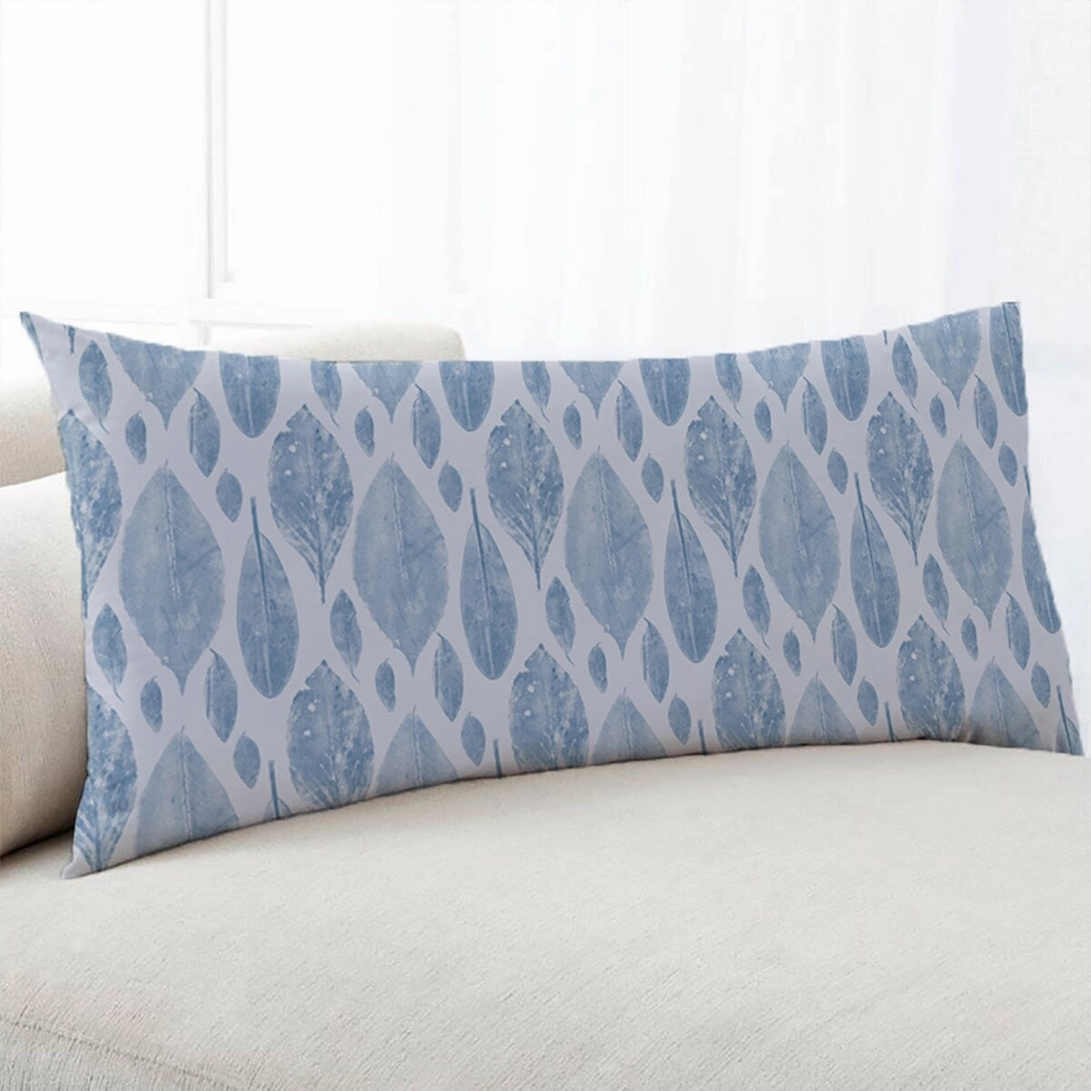LEAF LITTER LIGHT BLUE Body Pillow By Becky Bailey - Light Blue