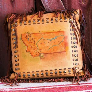 Leather Montana State Accent Pillow storage cart, utility cart