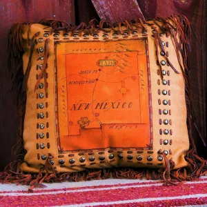Leather New Mexico State Accent Pillow storage cart, utility cart