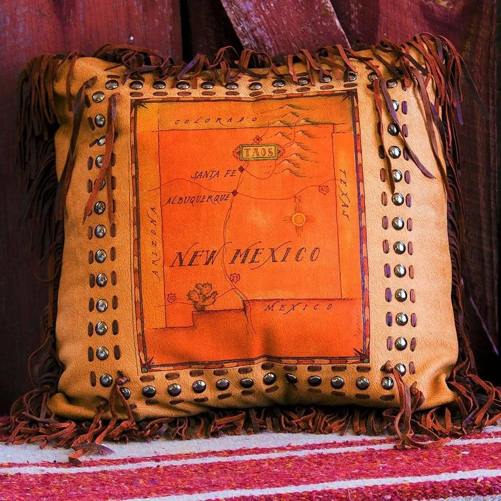 Leather New Mexico State Accent Pillow storage cart, utility cart