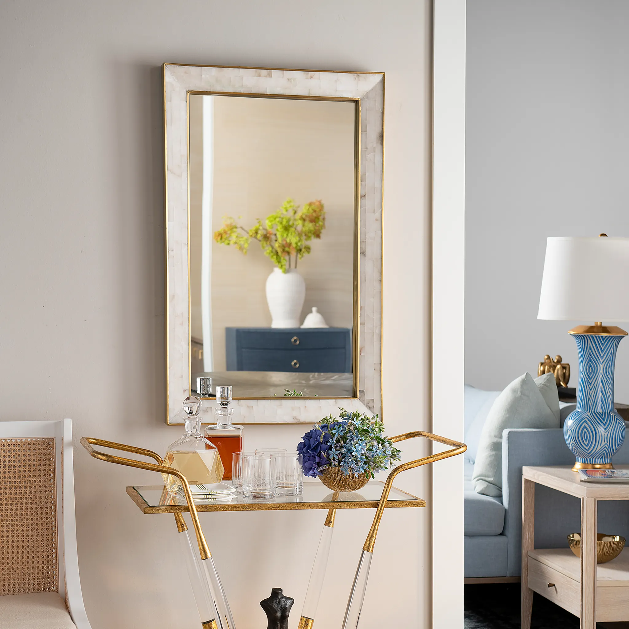 Leighton Mirror with Alabaster Frame