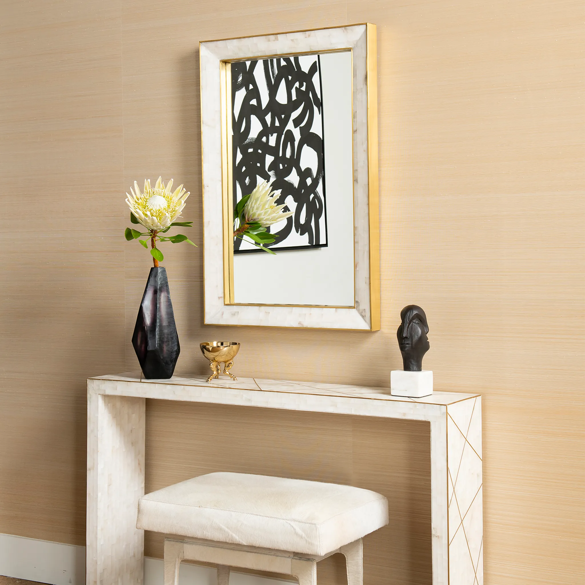 Leighton Mirror with Alabaster Frame