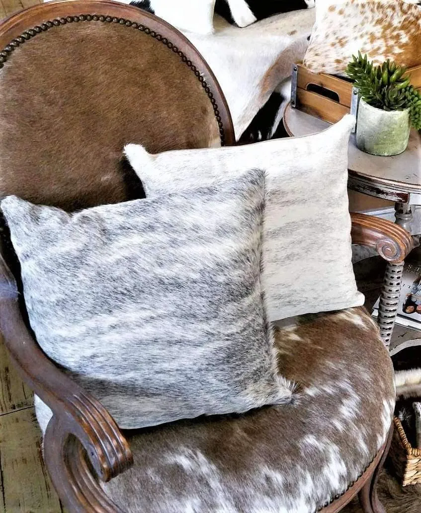 Light Brindle Cowhide Pillow Cover