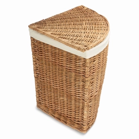 Light Steamed Willow Corner Linen Basket with White Lining - Large laundry organizer,dirty clothes basket,plastic laundry basket