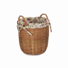 Light Steamed Willow Linen Bin with Garden Rose Lining - Small laundry organizer,dirty clothes basket,plastic laundry basket