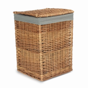Light Steamed Willow Square Laundry Basket with Grey Sage Lining - Small laundry organizer,dirty clothes basket,plastic laundry basket