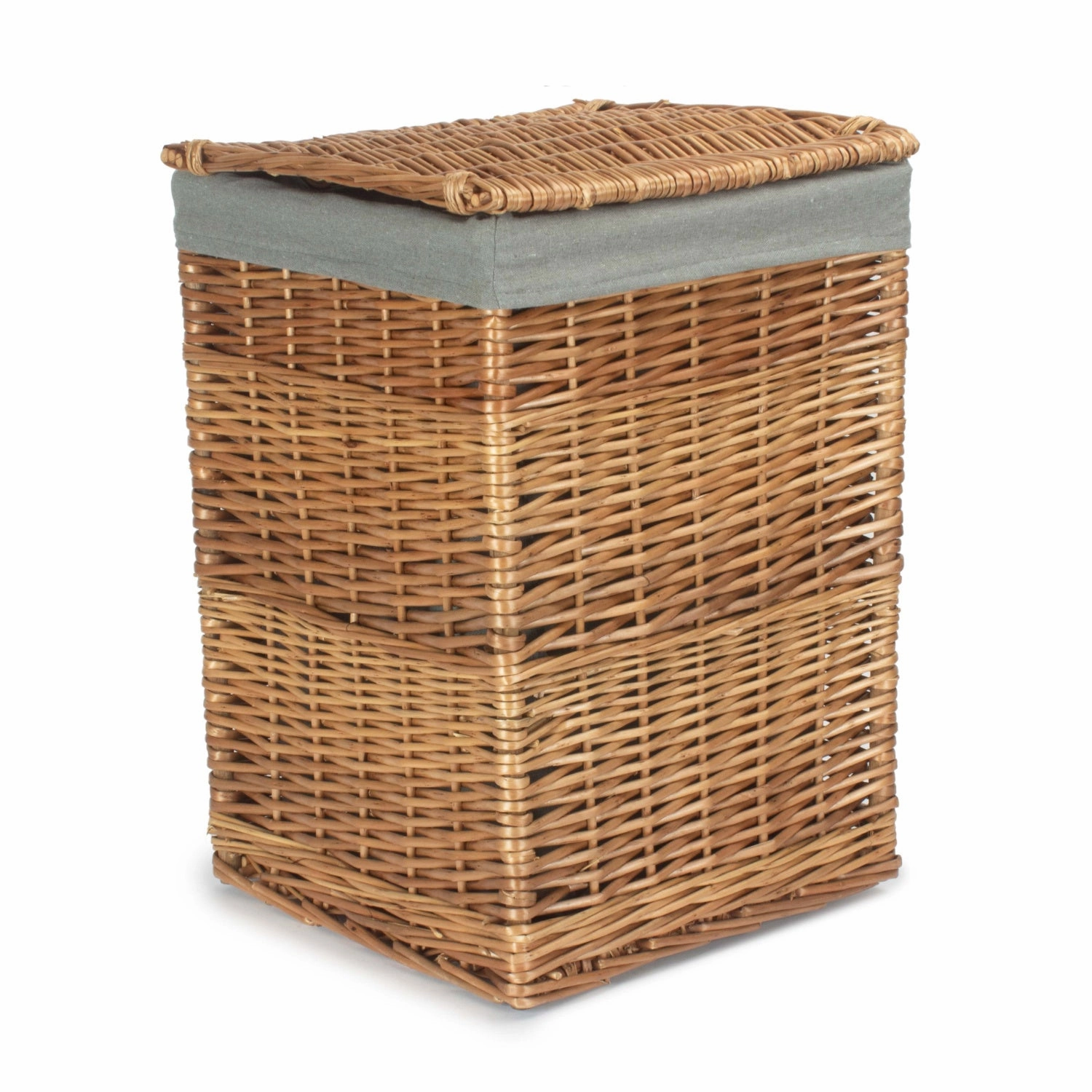 Light Steamed Willow Square Laundry Basket with Grey Sage Lining - Small laundry organizer,dirty clothes basket,plastic laundry basket