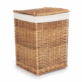Light Steamed Willow Square Laundry Basket with White Lining - Small laundry organizer,dirty clothes basket,plastic laundry basket