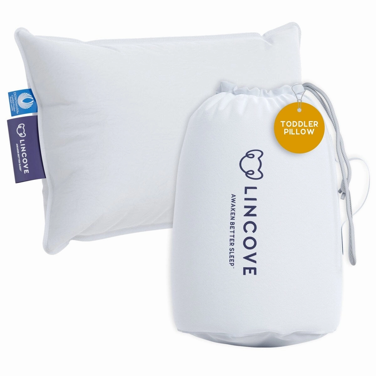 Lincove Canadian Down Toddler Pillow - 800 Fill Power, 100% Cotton Shell - 13 x 18 pillows,bed pillow,sleeping cushion
