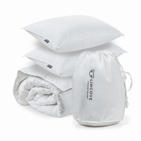 Lincove Move-in Bundle - White Down Comforter and Set of Two Cloud White Down Pillows pillows,bed pillow,sleeping cushion