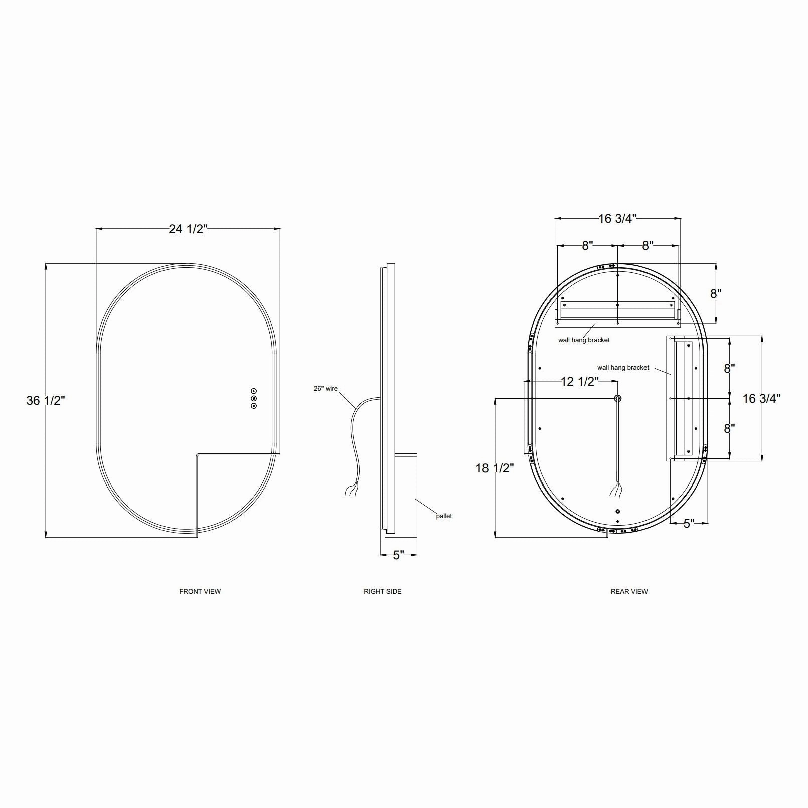 Linden 24x36" LED Mirror