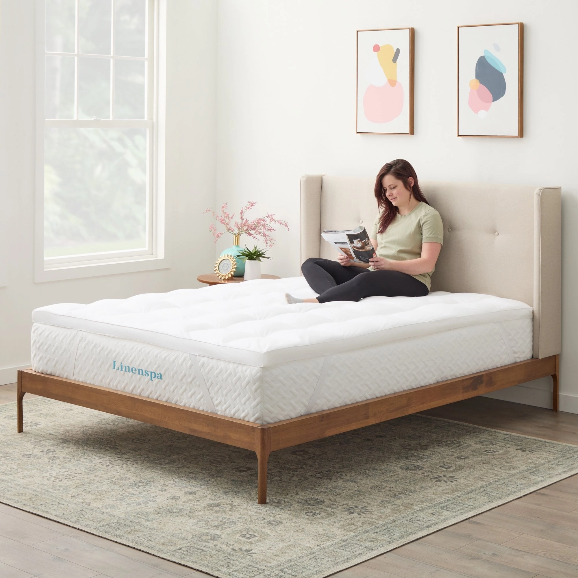 Linenspa 2 & 3 Inch Down Alternative Mattress Topper - White