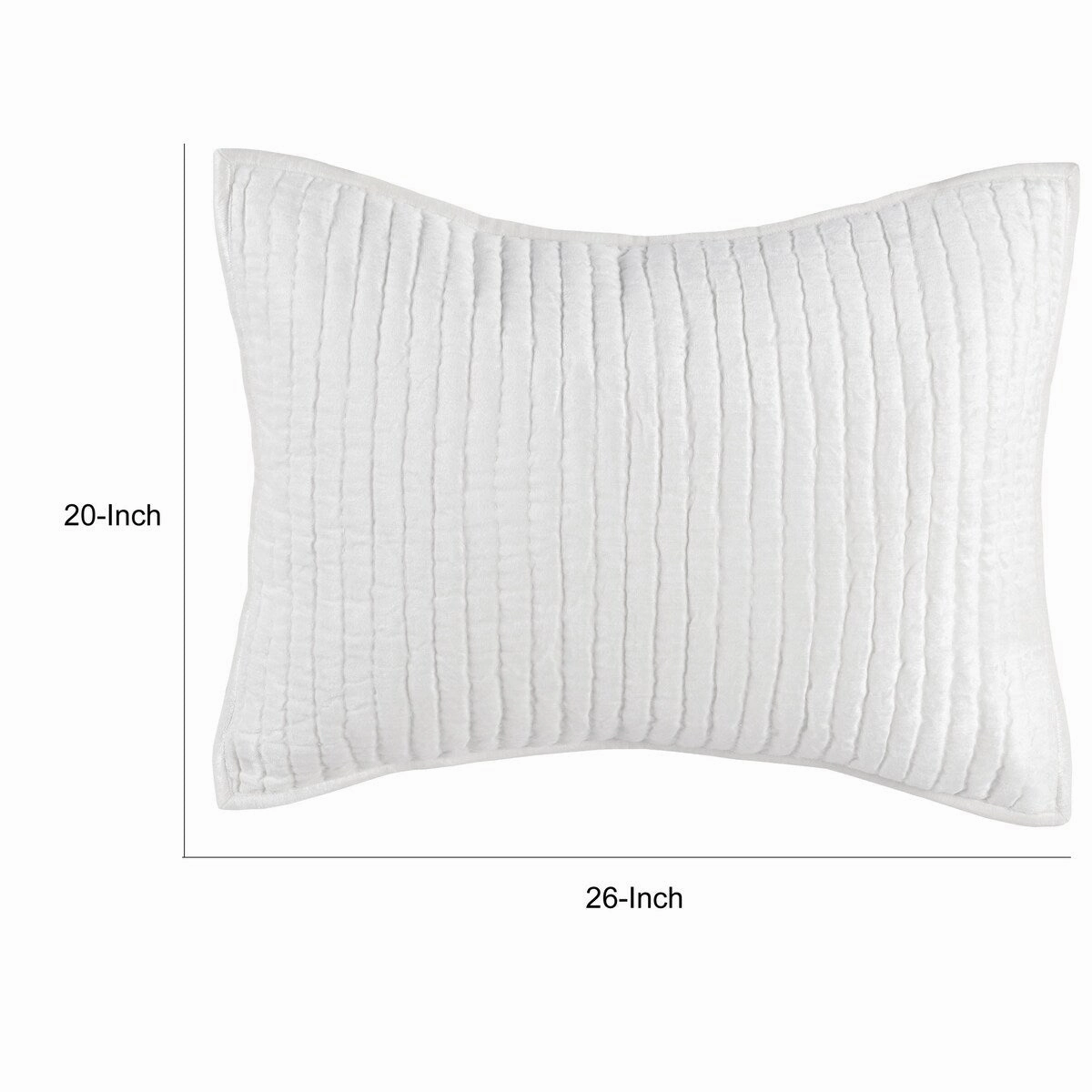 Lipa 20 x 26 Handmade Standard Pillow Sham, Rayon Velvet, Ivory White