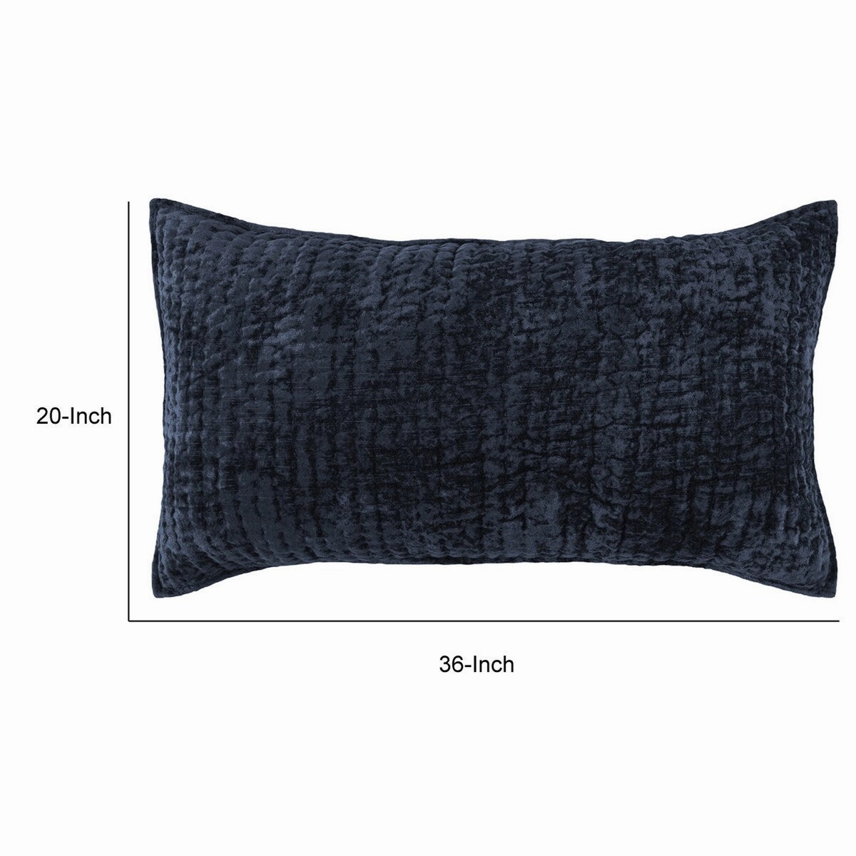 Lipa 20 x 36 Hand Stitched Lumbar King Pillow Sham, Rayon Velvet Ocean Blue