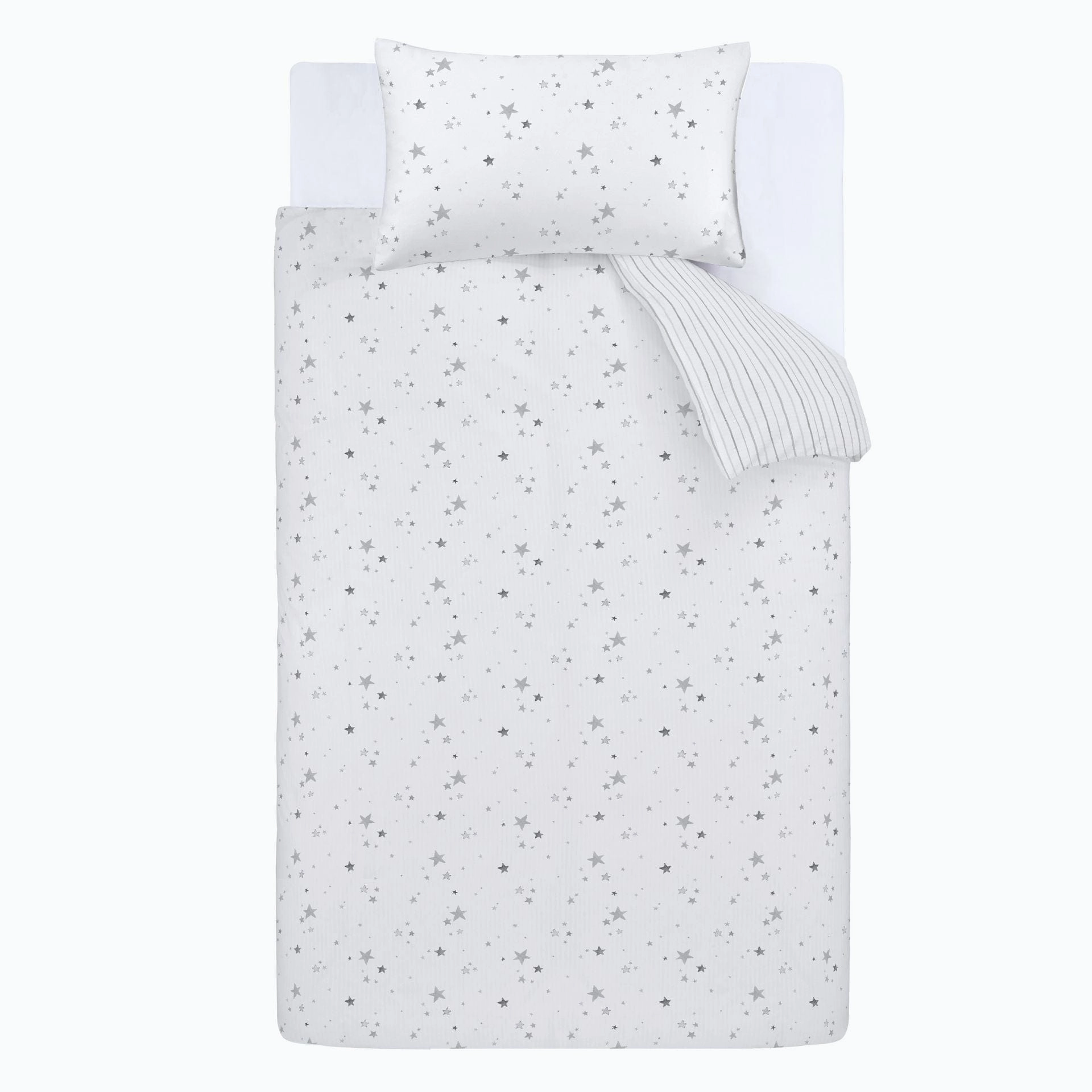 Little Bianca Fine Linens Bedding Stars Cotton Duvet Cover Set with Pillowcase Grey