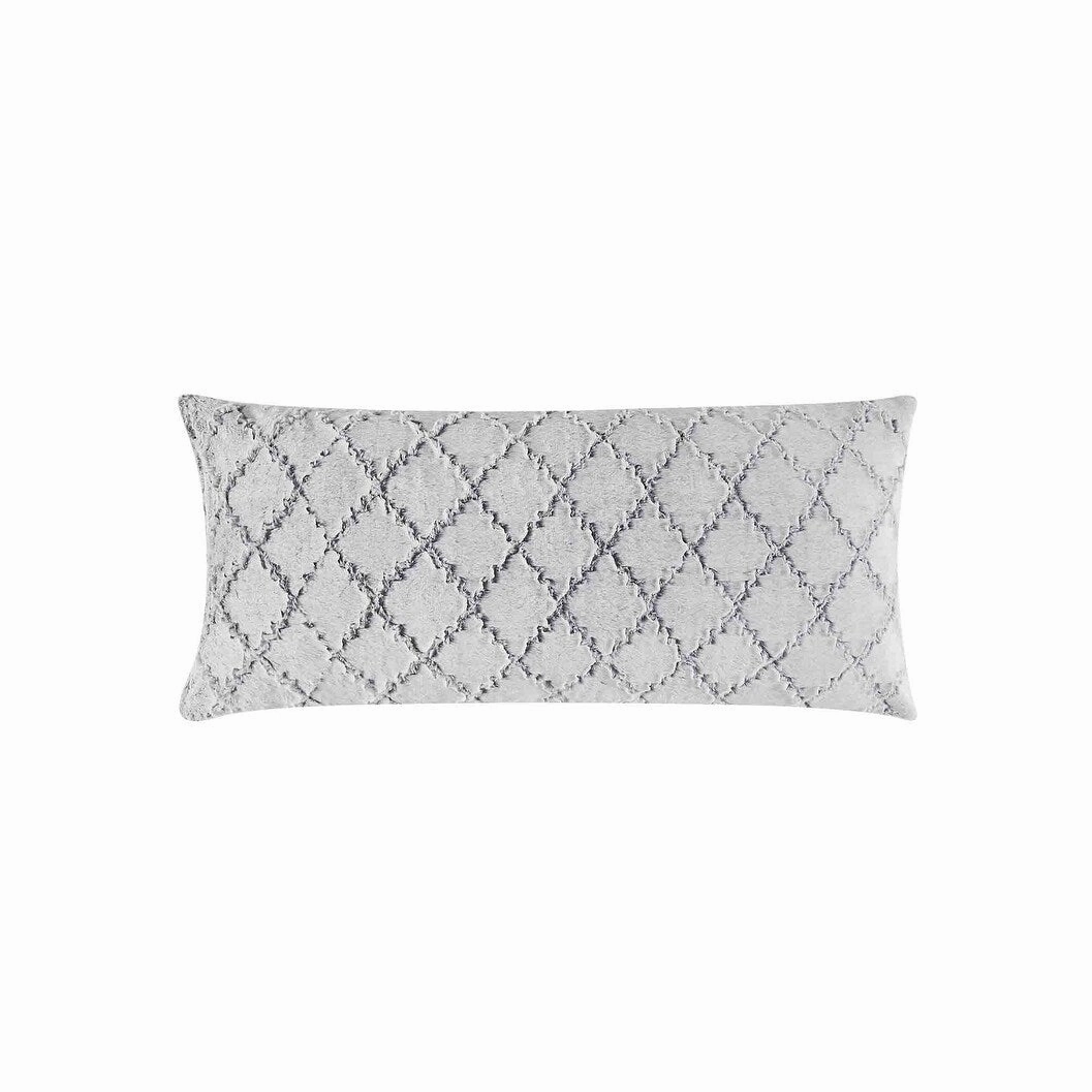 London Fog Ogee Faux Fur Body Pillow - Grey