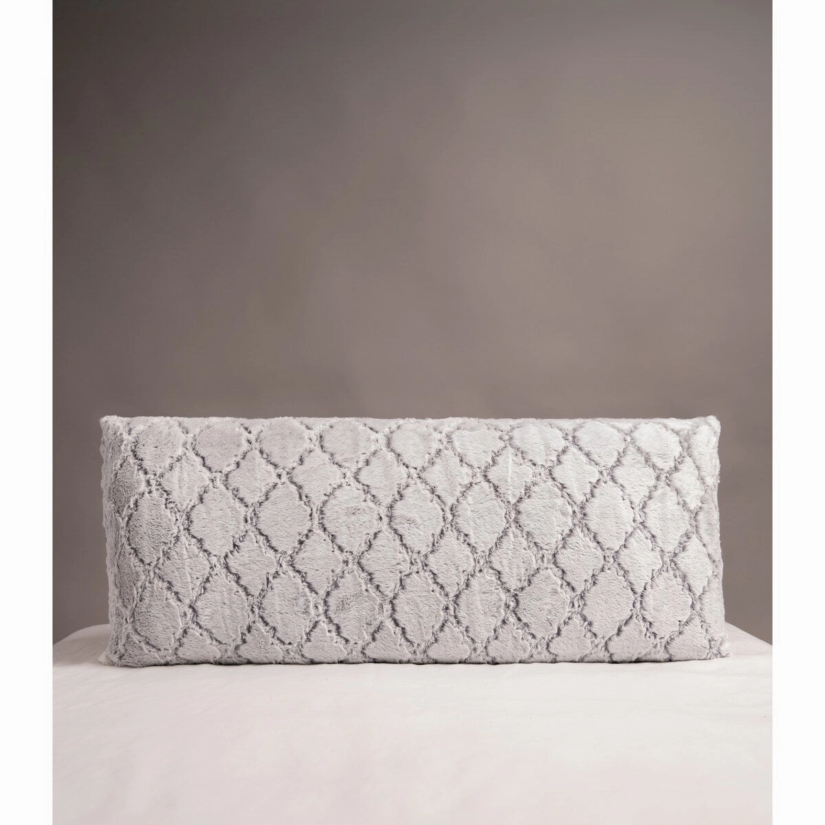 London Fog Ogee Faux Fur Body Pillow - Grey