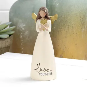 Love You More Angel with Gold Wings and Gold Heart Decorative Mirror,Home Decor Mirror