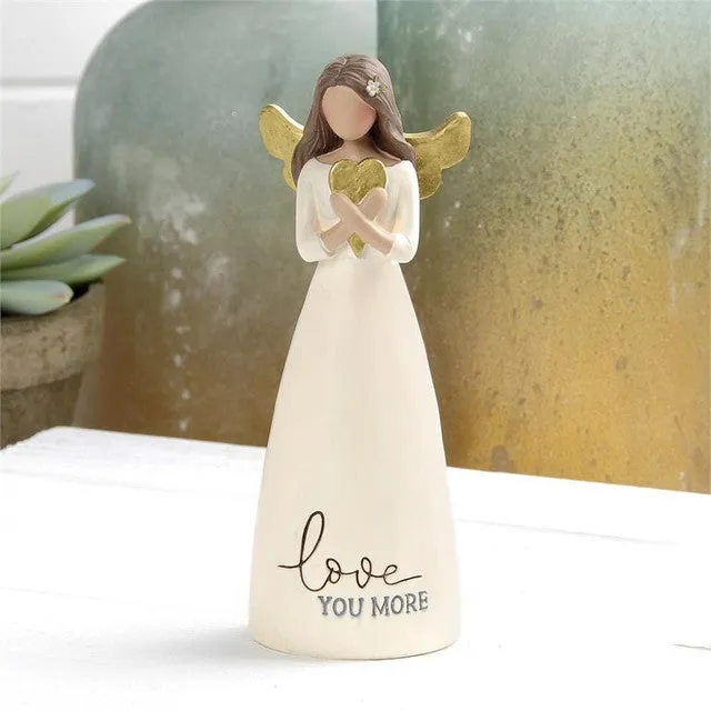 Love You More Angel with Gold Wings and Gold Heart Decorative Mirror,Home Decor Mirror
