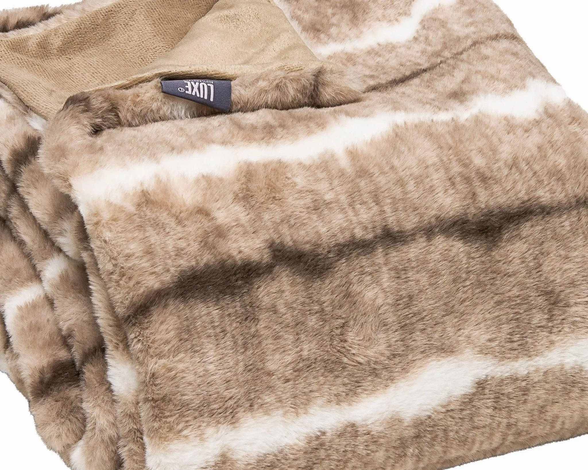 Luxe Beige & White Faux Fur Throw