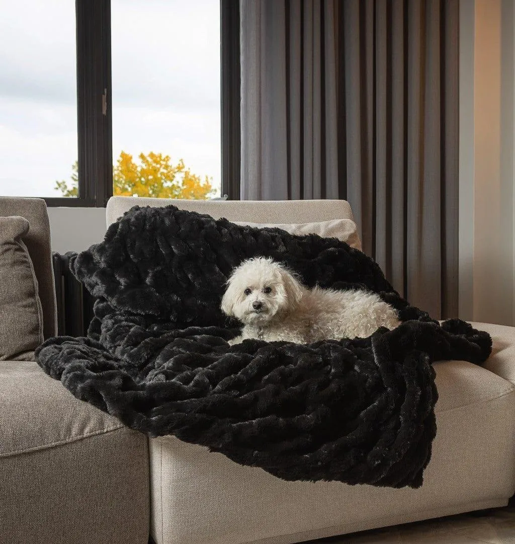 Luxe Onyx Faux Fur Throw Blanket