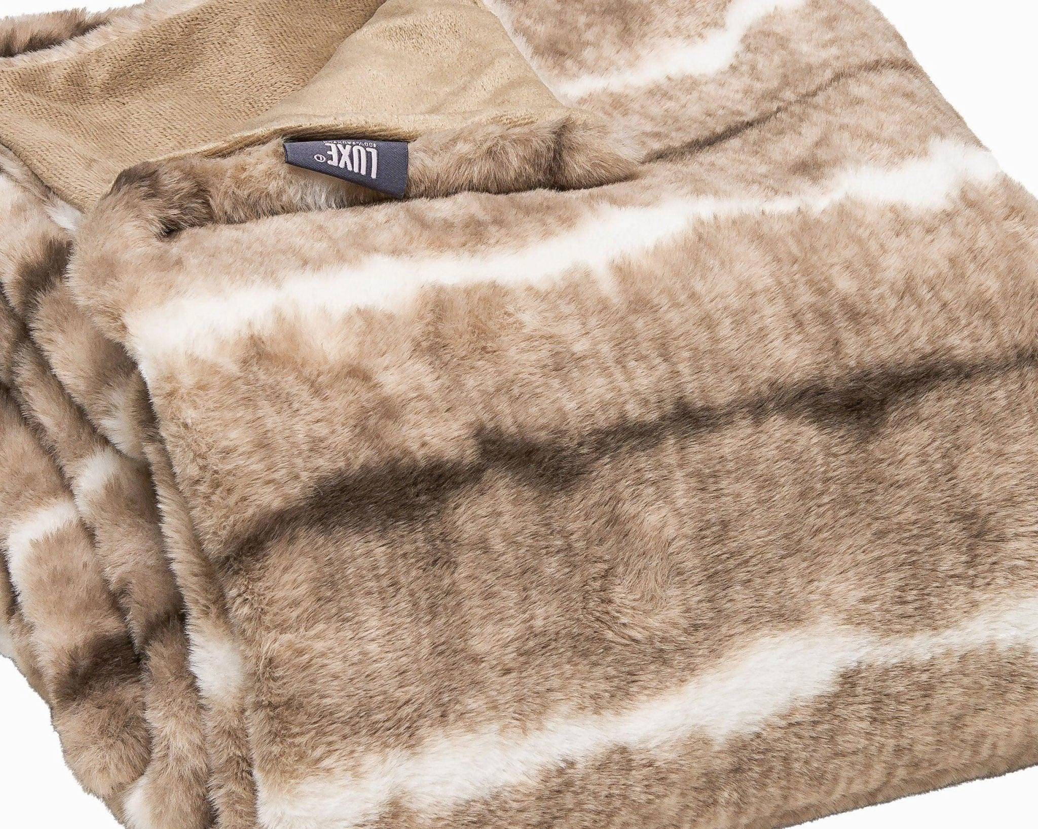 Luxe Beige & White Faux Fur Throw