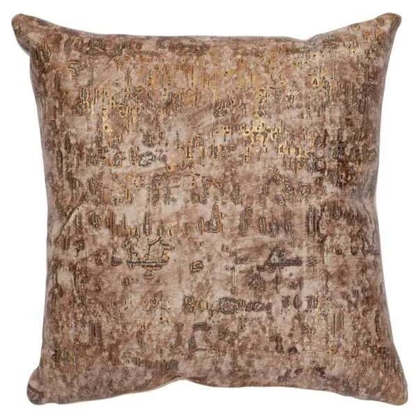 Luxurious Driftwood Leather Pillow with Elegant Gold Accents luxury bedding, duvet cover